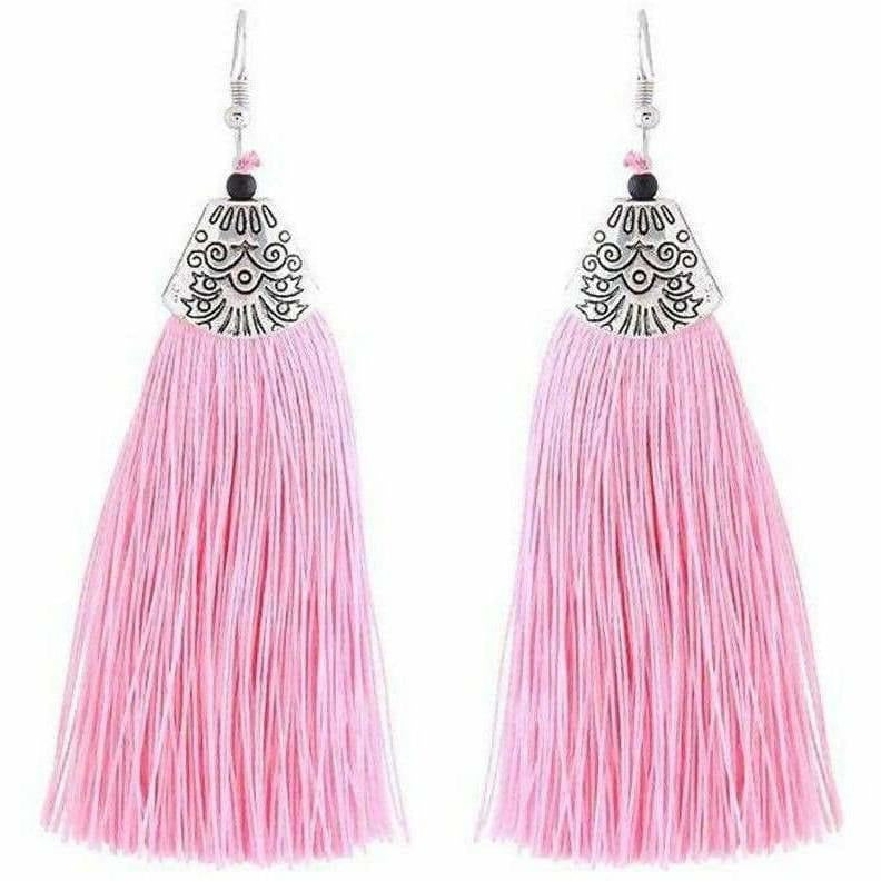 MS Fashion India Muskan Fancy Long Yarn Pink Tassel Earrings | Swadesiicart