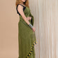 Very Much Indian Designer Pure Cotton Saree With All Over Linear Stripes - Pine Green | Swadesiicart