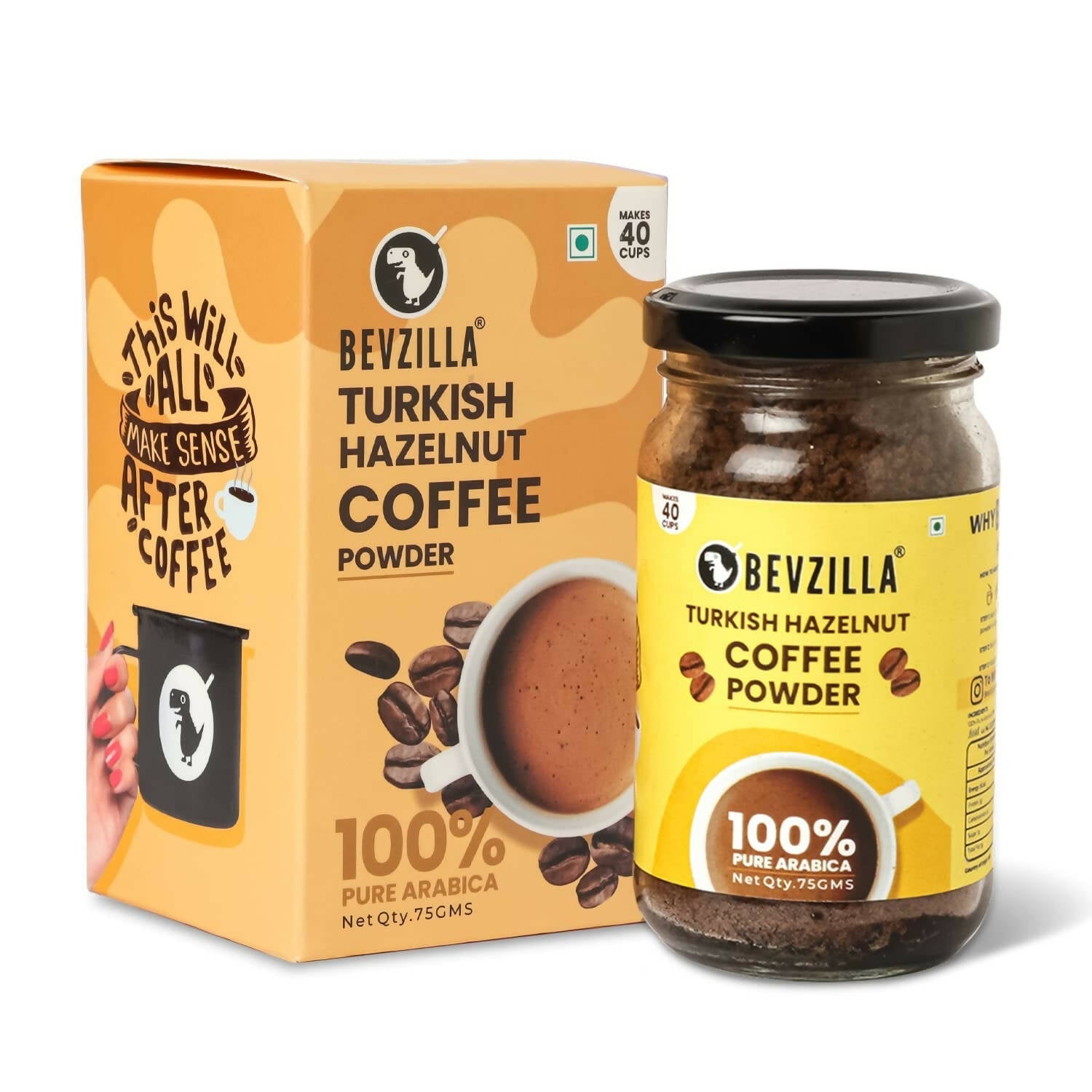 Bevzilla Instant Coffee Powder (Turkish Hazelnut Flavour) | Swadesiicart