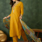 The52 Mustard Women's Beautiful Rayon Fabric Embroidered Work Straight Kurta, Pant and Dupatta Set - Swadesiicart