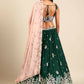 House of Panchhi Green Georgette Sequins and thread embroidery Lehenga choli & Dupatta | Swadesiicart