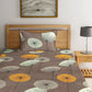 KLOTTHE Brown & Yellow Floral 210 TC Cotton Bedsheet with Pillow Cover - Swadesiicart