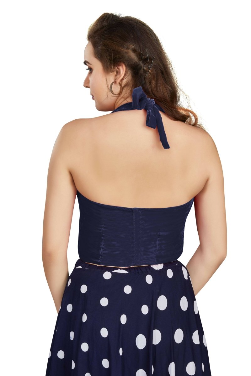 Aastha Fashion Women's Women's Navy Blue Velvet Solid Readymade Blouse