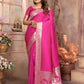 Anaita Dark Pink Banarasi Silk With Beautiful Gala Weaving Saree With Blouse | Swadesiicart