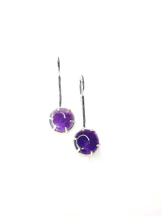 Bling Accessories Amethyst Semi Precious Natural Stone Long Drop Earrings | Swadesiicart