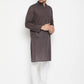 Even Apparels Brown Pure Cotton Long Men's Kurta With Band Collar | Swadesiicart