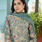 Vaasva Women's Teal Tissue Embroidered Suit Set With Solid Pant And Embroidered Dupatta | Swadesiicart