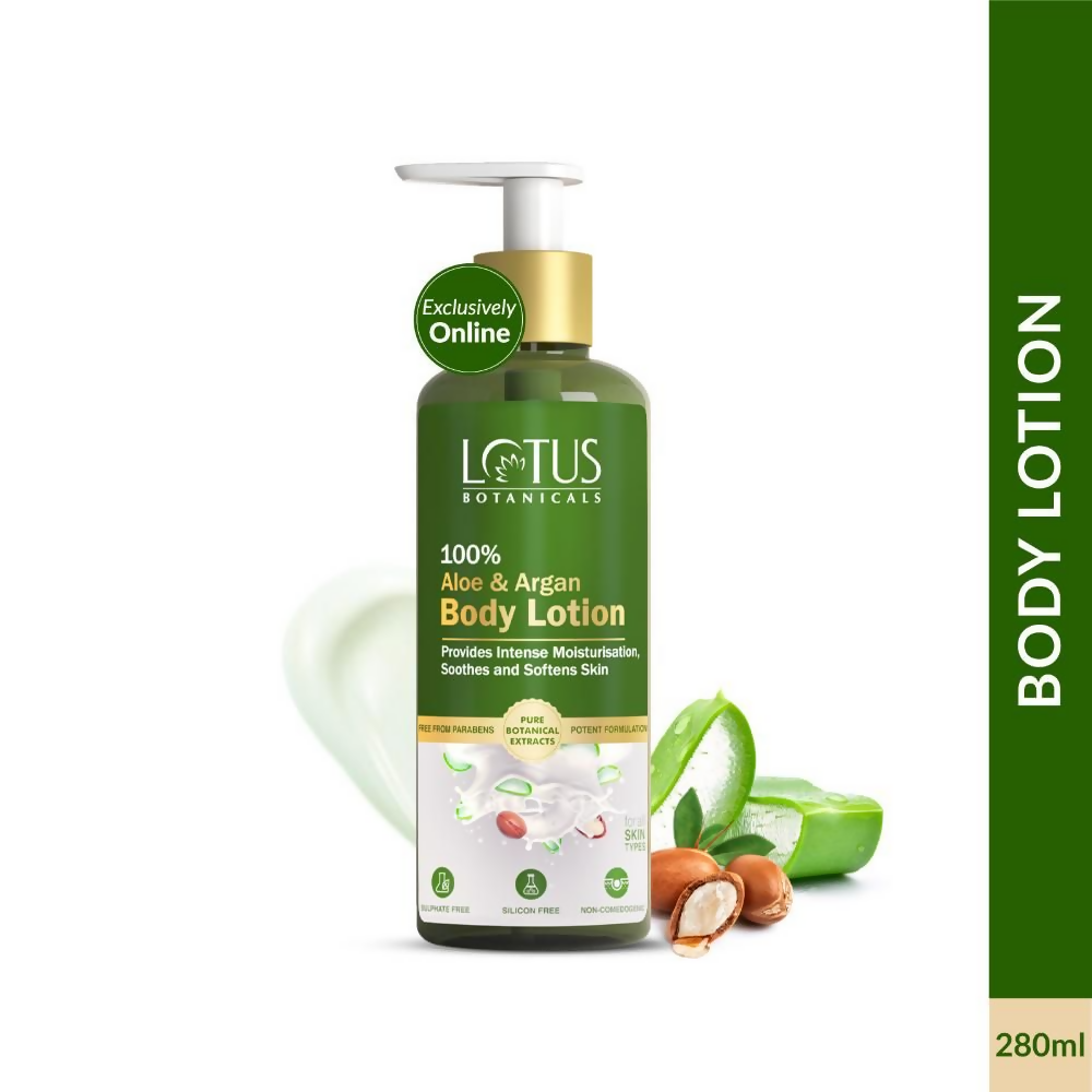 Lotus Botanicals 100% Aloe & Argan Body Lotion | Swadesiicart