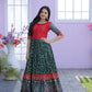 Jyoti Fashion Women's Bottle Green Patola with Foil Print Dola Silk Anarkali Dress | Swadesiicart