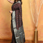 Very Much Indian Modal Silk Ajrakh Handblock Printed Natural Dyes With Designer Border Saree - Dark Maroon | Swadesiicart