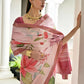 Vishnu Weaves Women's Pink Satin Silk Printed Saree with Blouse - Swadesiicart