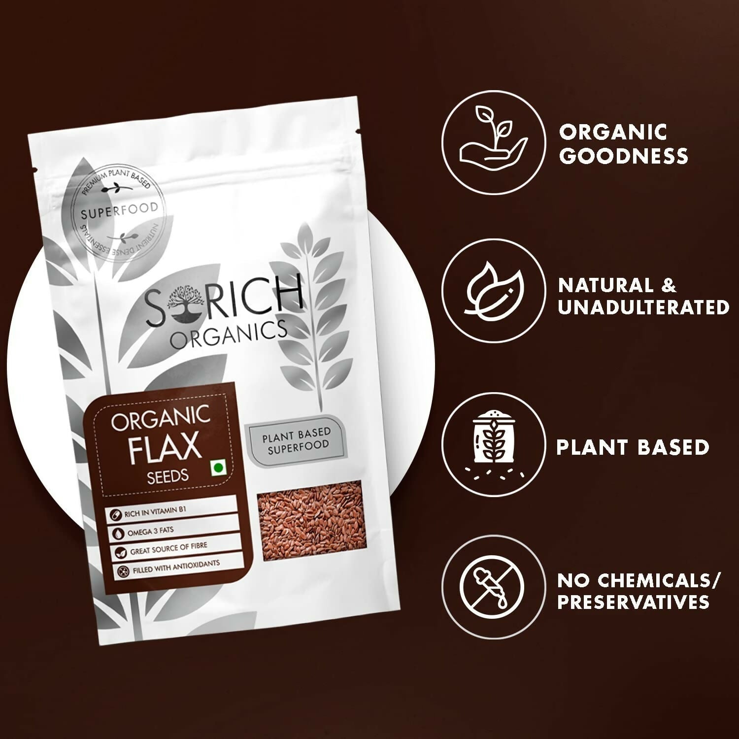 Sorich Organics Flax Seeds - Alsi Seeds - Swadesiicart