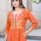 BulBul Meenaxi Rust Rayon Kurta Set - Swadesiicart