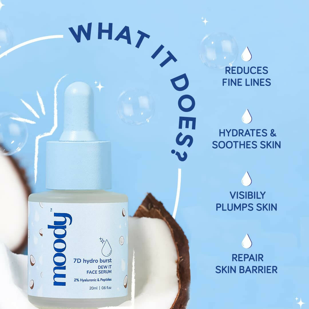 Moody 7D Hydro Burst Face Serum with 2% Hyaluronic & Peptides - Swadesiicart