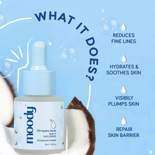 Moody 7D Hydro Burst Face Serum with 2% Hyaluronic & Peptides - Swadesiicart