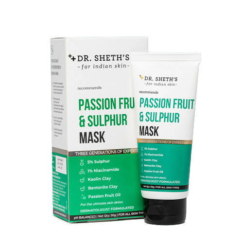 Dr. Sheth's Passion Fruit & Sulphur Face Mask For Skin Detoxifying, Brightens Skin, For All Skin Types - Limited Time Offer