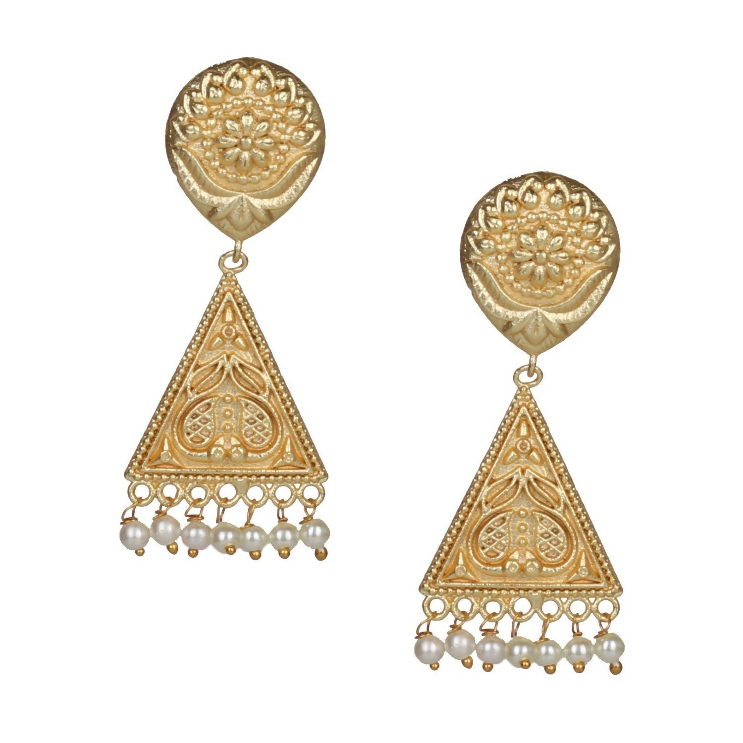 Joban Fashion Women Matte Gold Brass Earrings | Swadesiicart