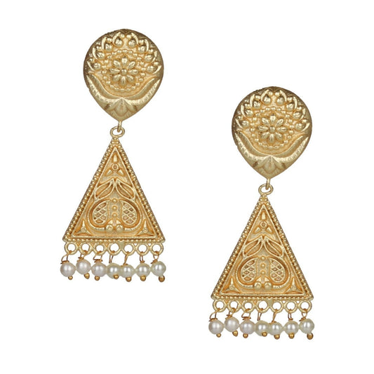 Joban Fashion Women Matte Gold Brass Earrings | Swadesiicart