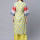 Ahalyaa Women's Yellow Pure Blend Digital Printed Kurta Palazzo Set | Swadesiicart