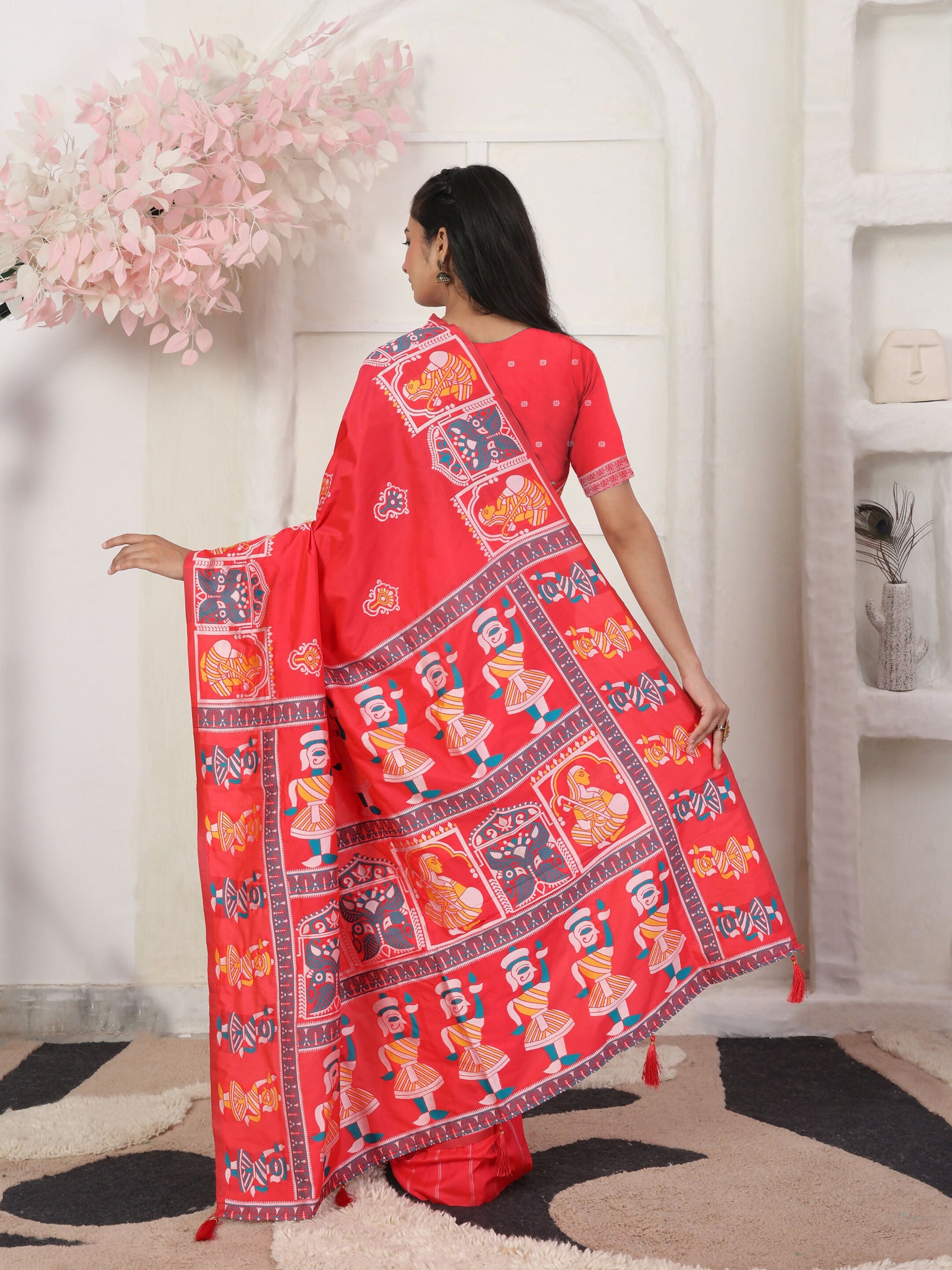 Shree Shyam Fashion Silk Blend Red Saree