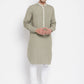 Even Apparels Green Pure Cotton Men's Kurta With Contrast Collar And Placket | Swadesiicart