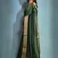 Vishnu Weaves Women's Bt-Green Raw Silk Zari Woven Saree with Blouse - Swadesiicart