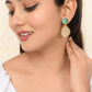 VOJ One Gram Gold-Polished Teal Colored Stone Studded Earrings - Swadesiicart