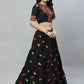 Black Cotton Embroidered Work Lehenga Choli with Dupatta - Jivika