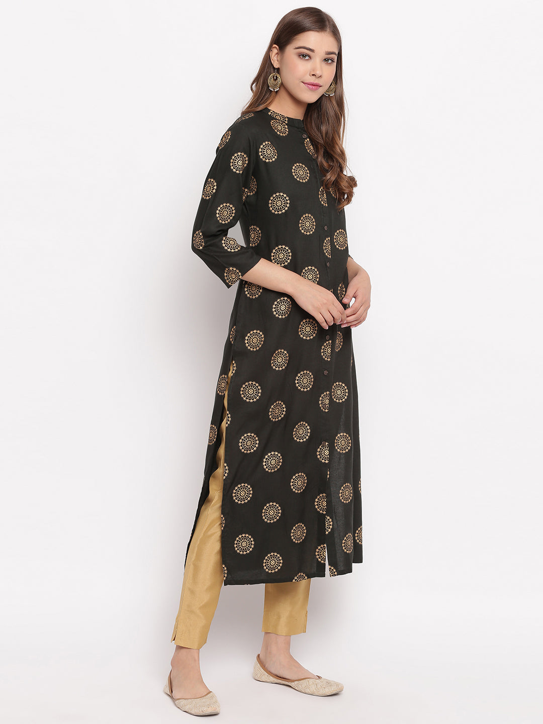 NOZ2TOZ Women Dark Green Cotton Kurti (1pc) - Swadesiicart