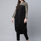 Ahalyaa Womens Black Crepe Rubber Print Cowl Style Kurta | Swadesiicart