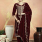 Jyoti Fashion Women's Maroon Velvet Cording with Resham Thread & Sequin Kurta with Trouser & Dupatta | Swadesiicart
