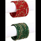 Afast Bridal Wedding & Party Fashionable Colorful Glass Bangle/Kada Set, Pack Of 16 - Red, Green - Afast Enterprises