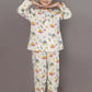 Breathables Kids Cotton Turtle Print Co-Ord Night Suit – White & Multi-Color
