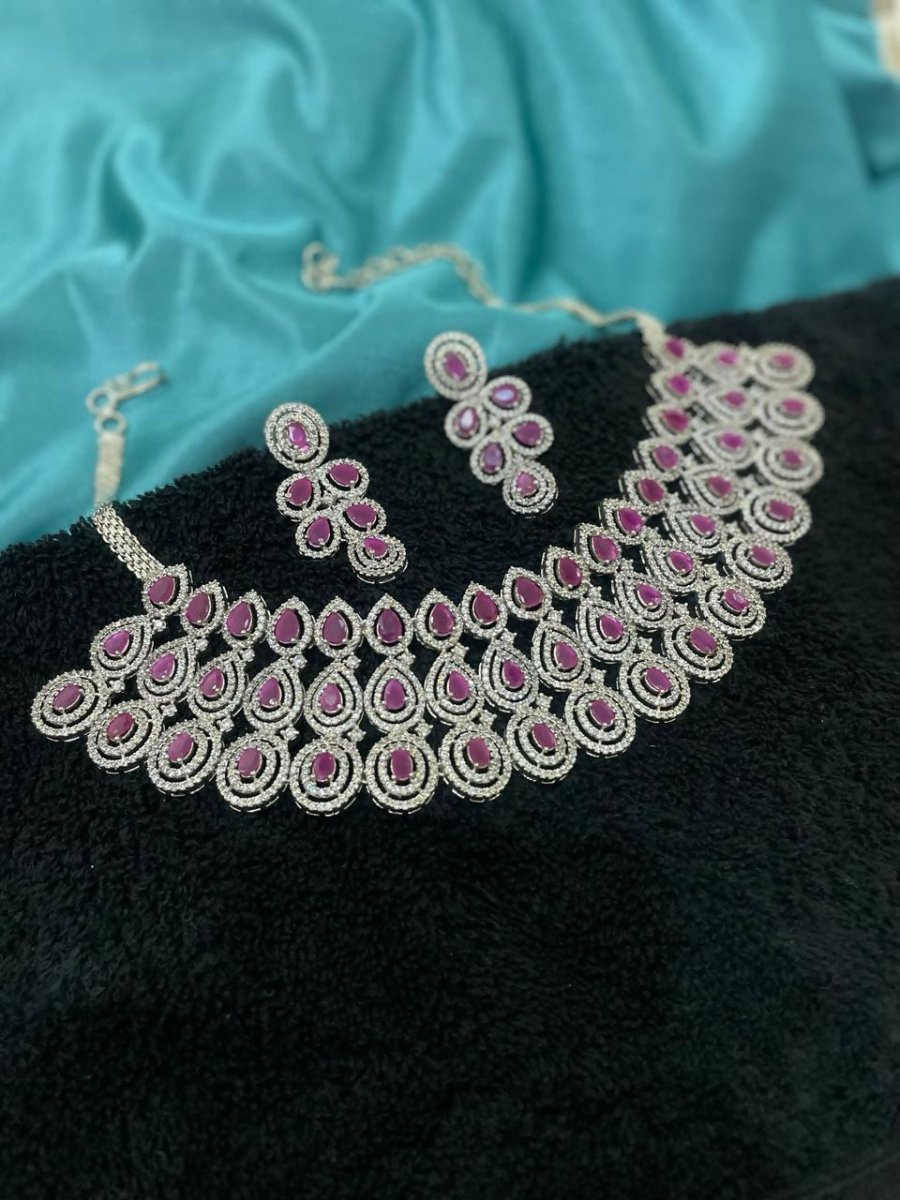 American Diamond Pink Set By House of Ree - Swadesiicart