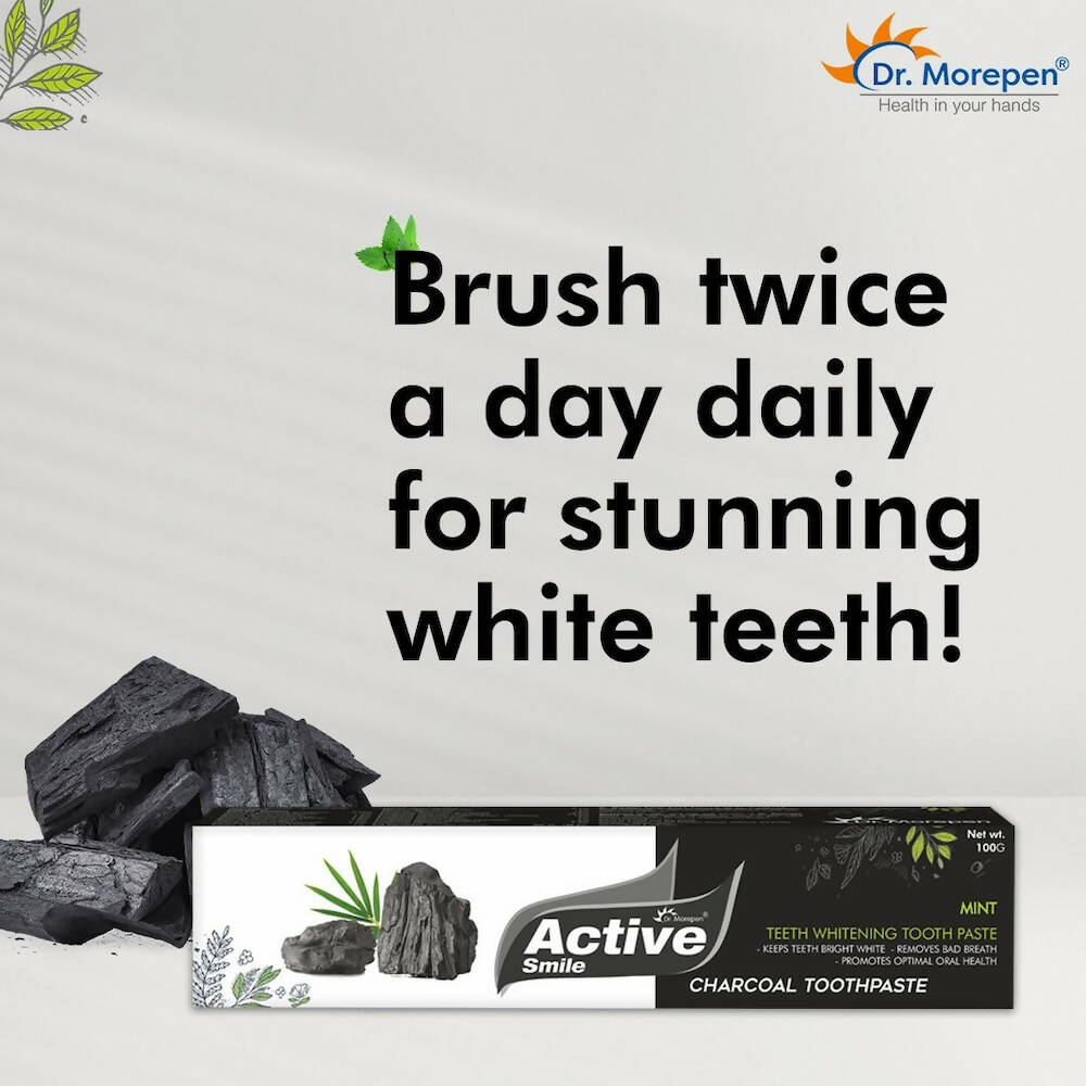 Dr. Morepen Active Smile Charcoal Toothpaste for Teeth Whitening & Bad Breath Removal - Swadesiicart