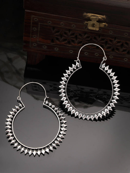 NVR Women Silver Full Circular Hoop Earrings - Swadesiicart