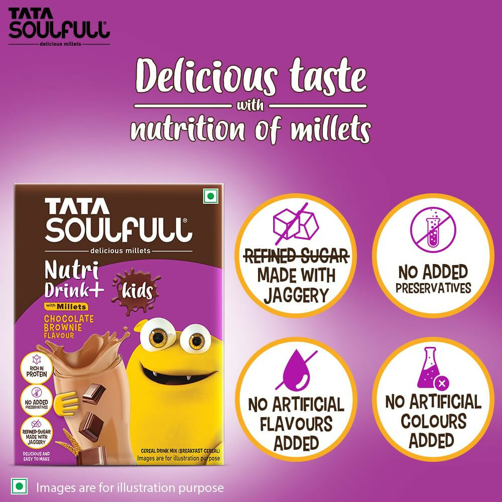 Tata Soulfull Nutri Drink+ For Kids With Millets - Chocolate Brownie Flavor | Swadesiicart