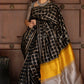 DEIANA'S Beautiful Designer Golden zari Soft Lichi Silk Saree - Black - Swadesiicart