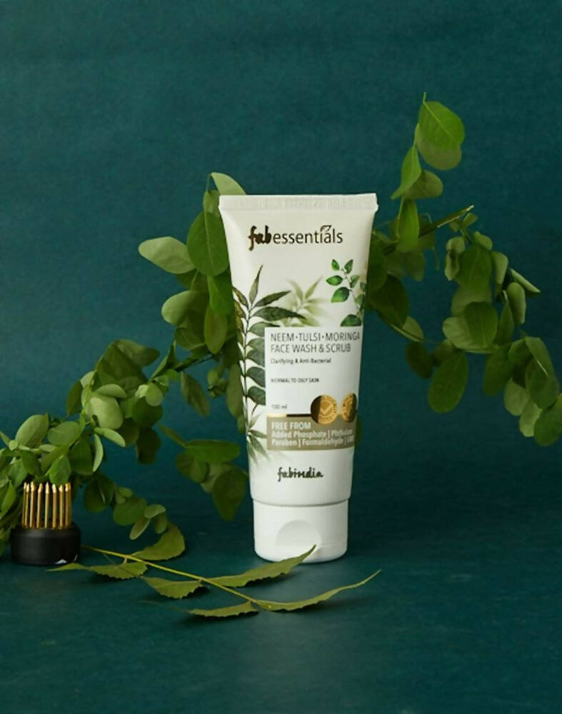 Fabessentials Neem Tulsi Moringa Face Wash & Scrub - Swadesiicart