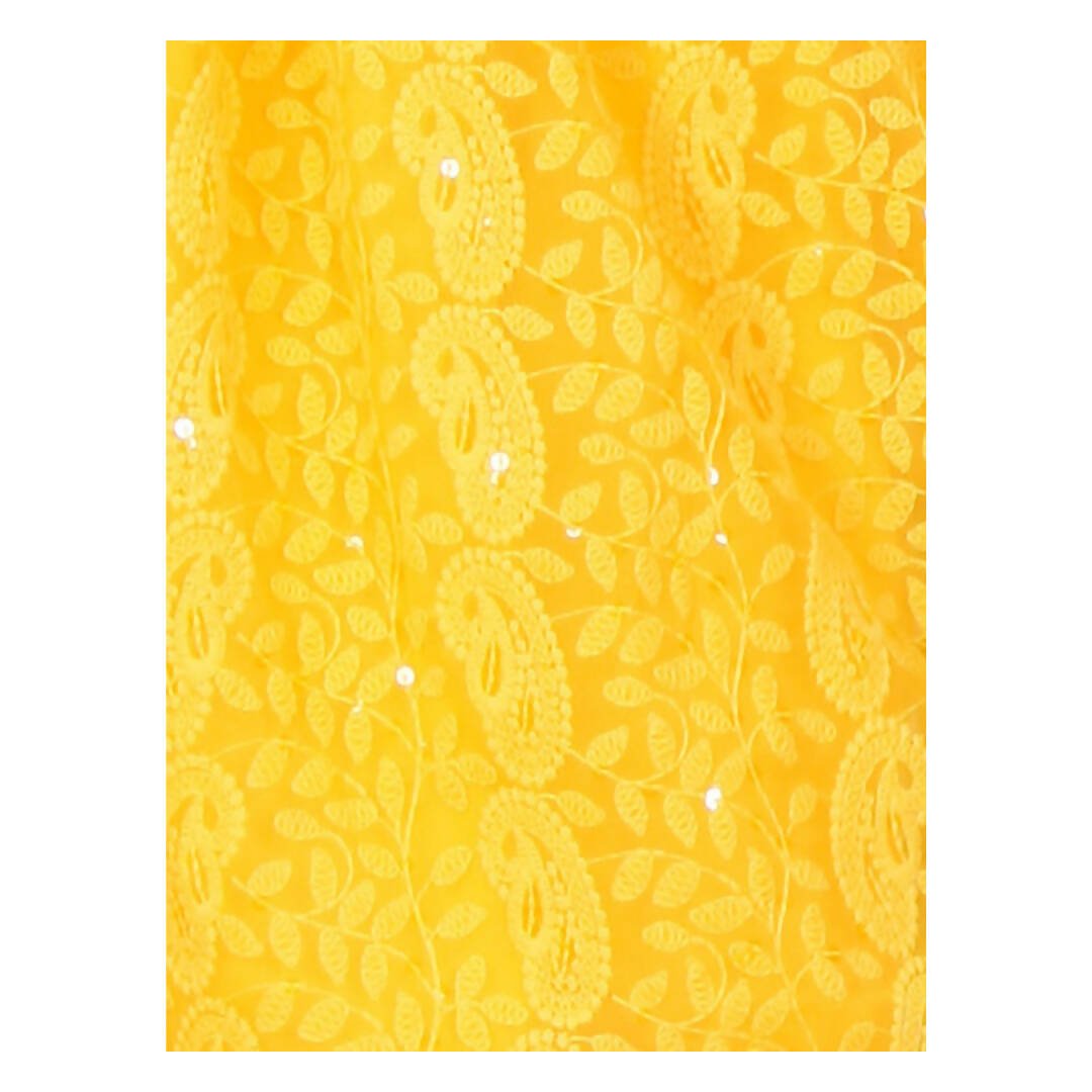 Akarshan viscose Lukhnowi Chikankari Anarkali kurta with Leggings - Yellow | Swadesiicart