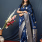 Jyoti Fashion Women's Navy Blue Paithani Silk Zari Woven Saree with Blouse | Swadesiicart