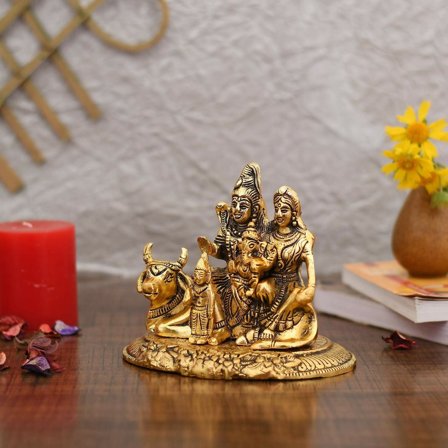 Collectible India Handcrafted Shiva Parvati Ganesh Idol - Swadesiicart