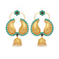 Nuyug 22K Gold Plated Turquoise Stone Studded Contemporary Mini Jhumki Dangler Earrings | Swadesiicart
