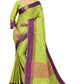 Vamika Ethnic Fire Parrot Green Cotton Silk Saree | Swadesiicart
