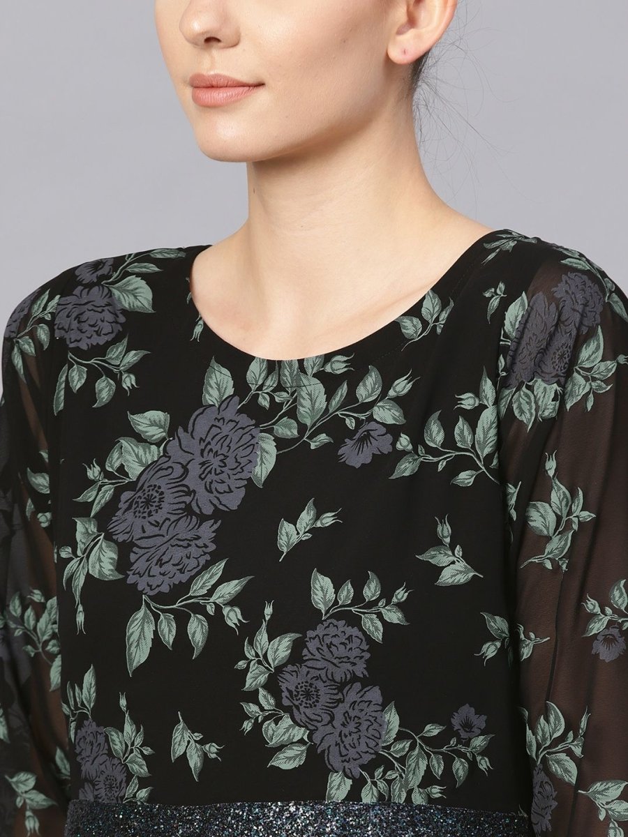 Ahalyaa Black Georgette Anarkali Kurta With Dupatta | Swadesiicart