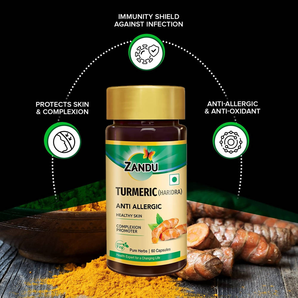 Zandu Turmeric (Haridra) Anti Allergic Capsules | Swadesiicart