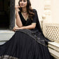 Lorenvalley Black Pure Chanderi Plain With Zari Weaving Work Border Lehenga Choli | Swadesiicart