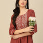 Brown Poly Rayon Floral Embroidered Top - Zeny