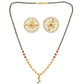 AanyaCentric Gold-Polished Short Mangalsutra Set with Earrings