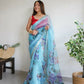Vamsee Nilam Sky Organza Saree - Swadesiicart